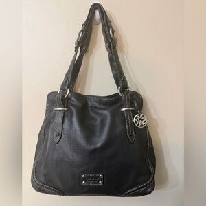 The Sak Black Pebbled Ashbury Shoulder Bag Purse Tote Cow Leather